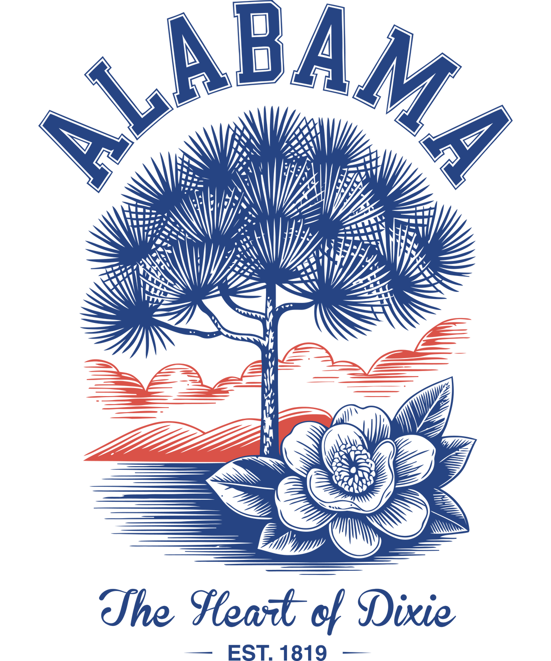 Vintage style Alaska graphic featuring a bald eagle and snow-capped mountains with the text 'Alaska The Last Frontier Est. 1959'."