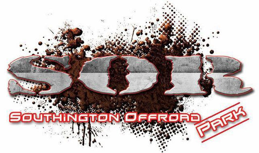 Southington Offroad Park (SOR) official logo with mud-splatter graphic and red accent text.