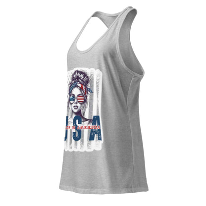 Patriotic Mud Girl Tank Top - American Flag Off-Roading Gear