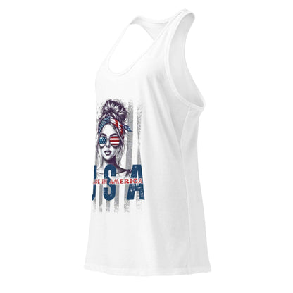 Patriotic Mud Girl Tank Top - American Flag Off-Roading Gear