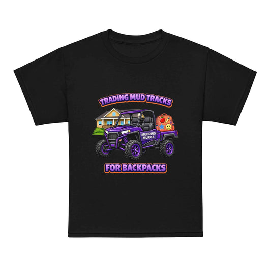 Kid's Mud Tracks to Backpacks T-Shirt | Back to School Offroad Tee