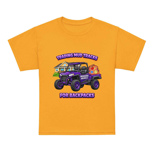Kid's Mud Tracks to Backpacks T-Shirt | Back to School Offroad Tee